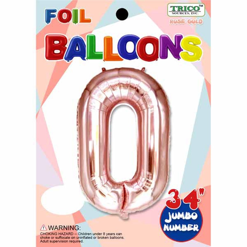 Rose Gold Number 0 Foil Balloon (34")