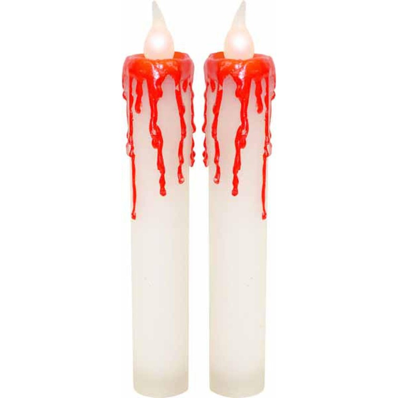 White Blood Dripping Candles - Set Of 2