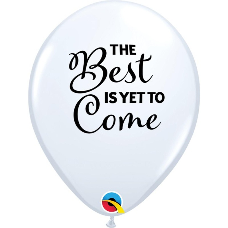 11" White Latex Balloons Simply Best Is Yet to Come (50/Pk)