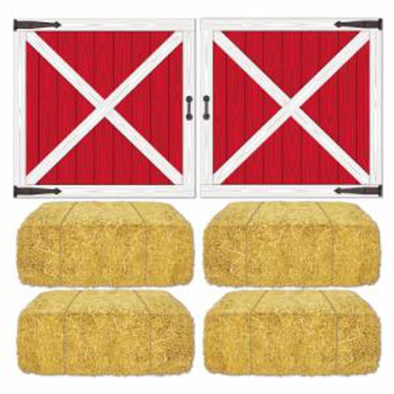 Barn Props Set: Loft Door & Hay Bales (6/Pkg)
