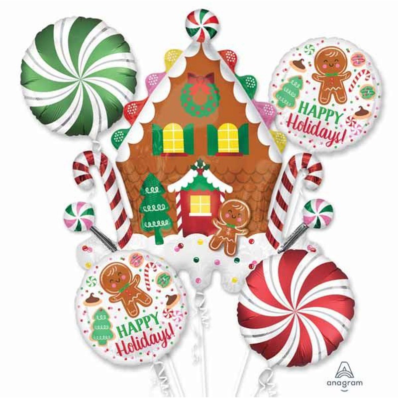 Bouquet Gingerbread House & Holiday Cookies Foil Balloon (1/Pk)