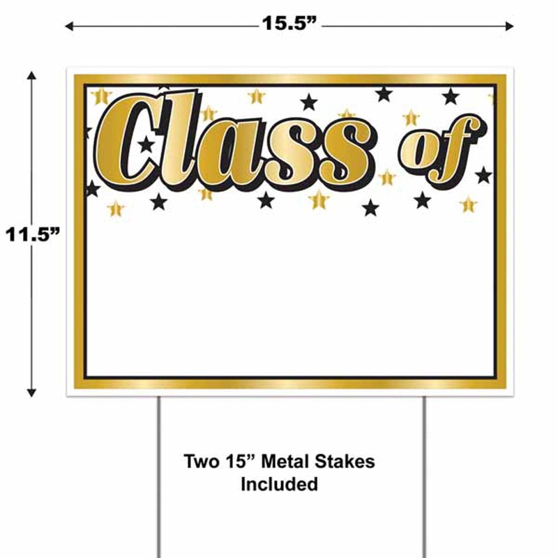 Gold "Class Of" Graduation Yard Sign (1/Pk)