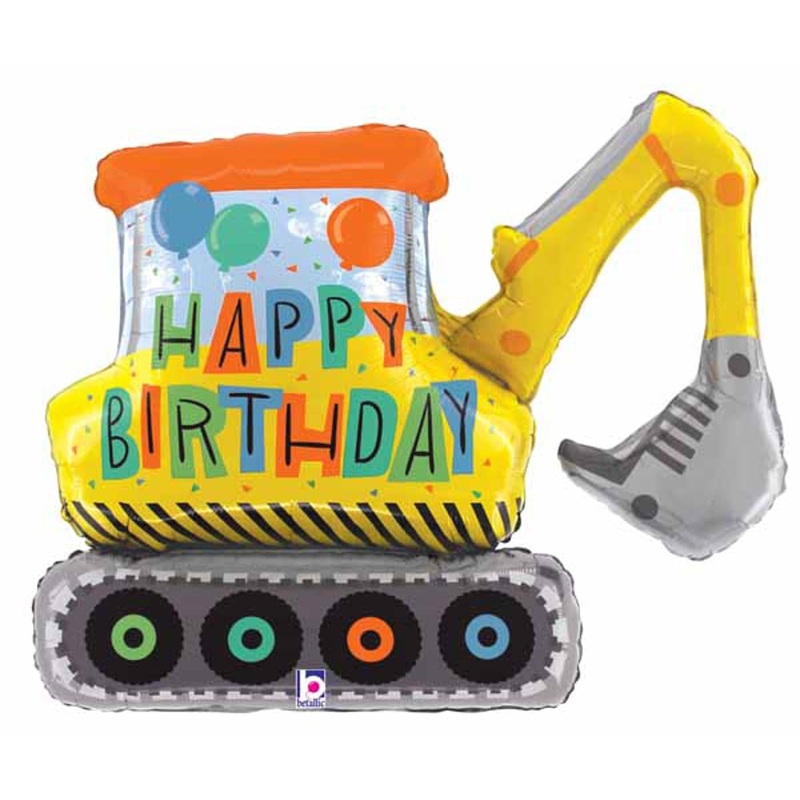 Happy Birthday Construction Excavator 31 Balloon (3/Pk)