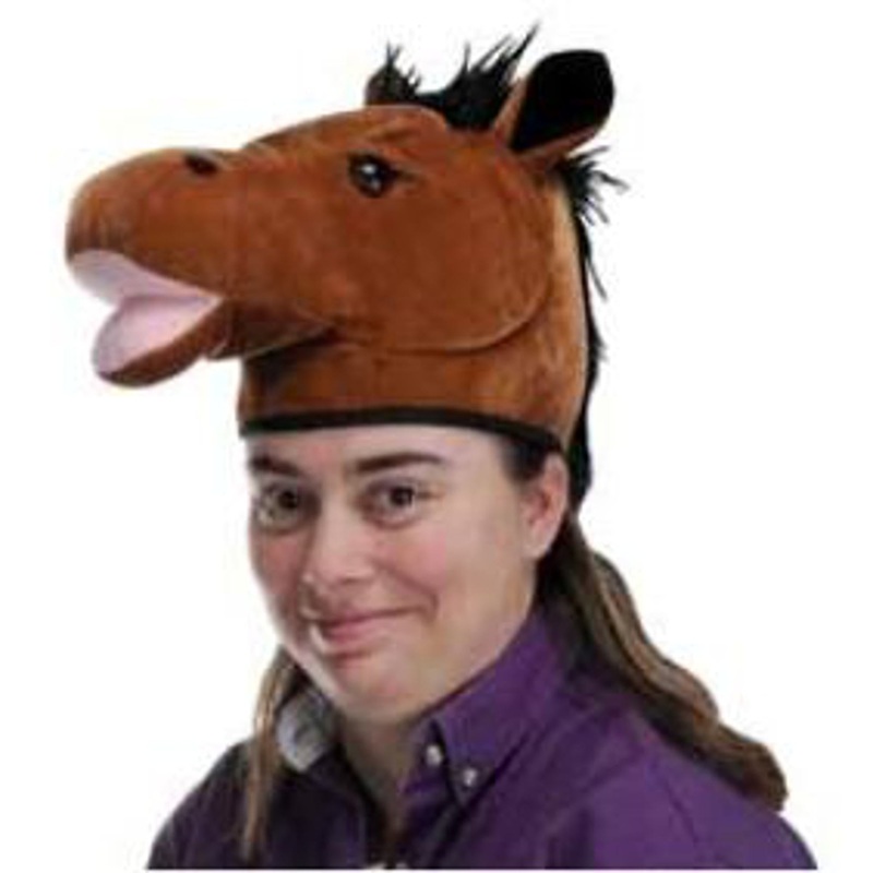 "Plush Horse Head Hat - One Size Fits All"