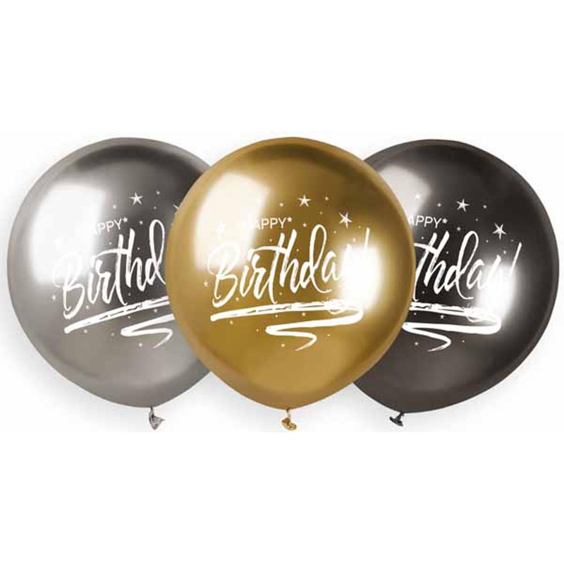 Radiant Celebrations: Shiny Happy Birthday Assorted Balloon 19" in Multicolor (25/Pk)