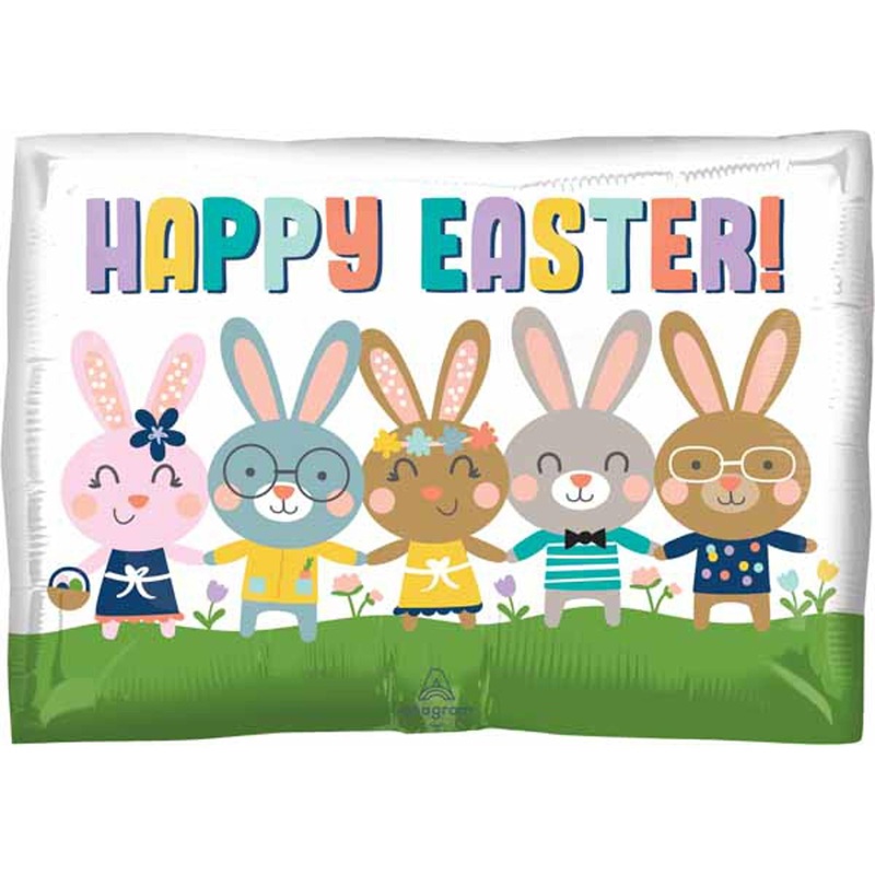16" Happy Easter Bunnies Foil Balloon (5/Pk)
