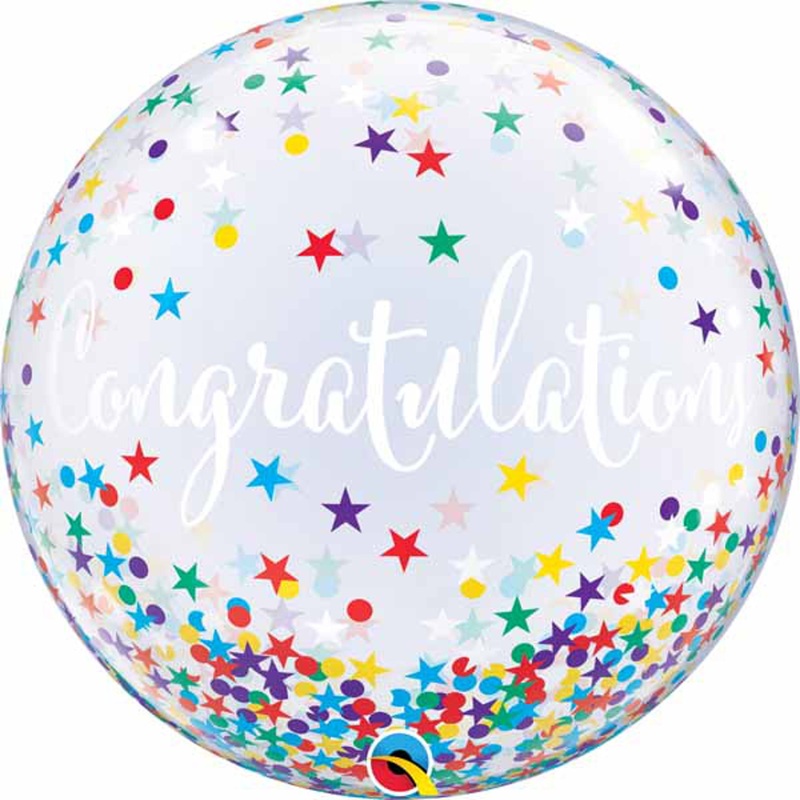 "Congrats Fetti Stars 22" Bubble Balloon"