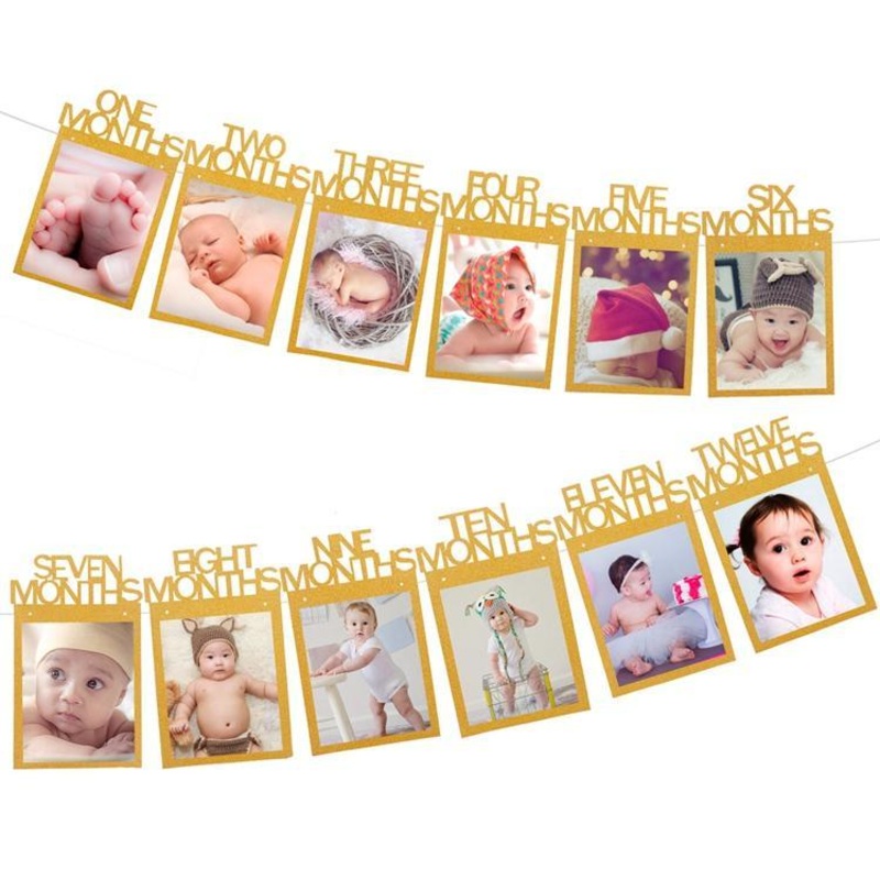 First Birthday Photo Banner - Gold