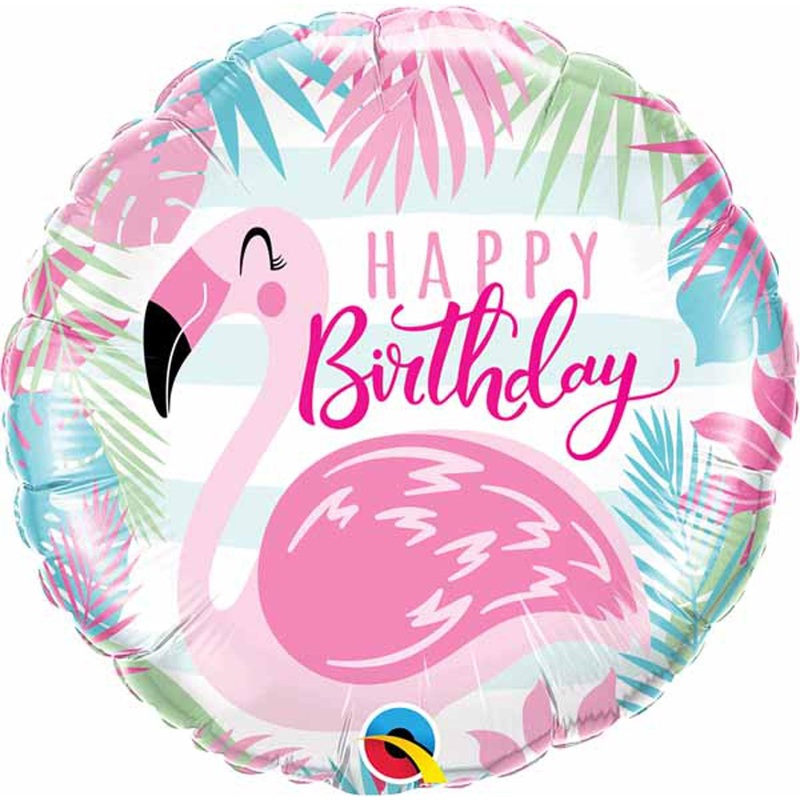 Flamingo Fte: 18" Birthday Pink Flamingo Foil Balloon (5/Pk)