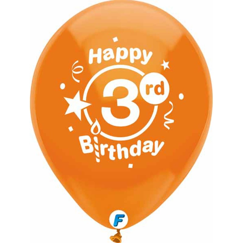 Funsational 12" Happy 3rd Birthday Latex Balloons (8/Pk)