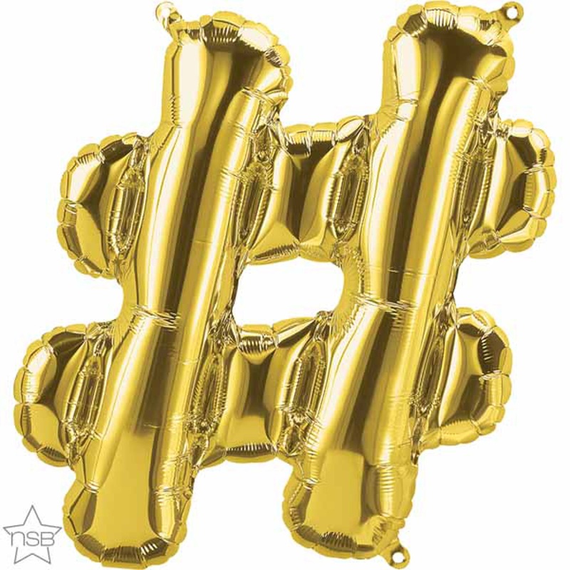 Gold Foil Hashtag Symbol (16") - # Pack Of 01234