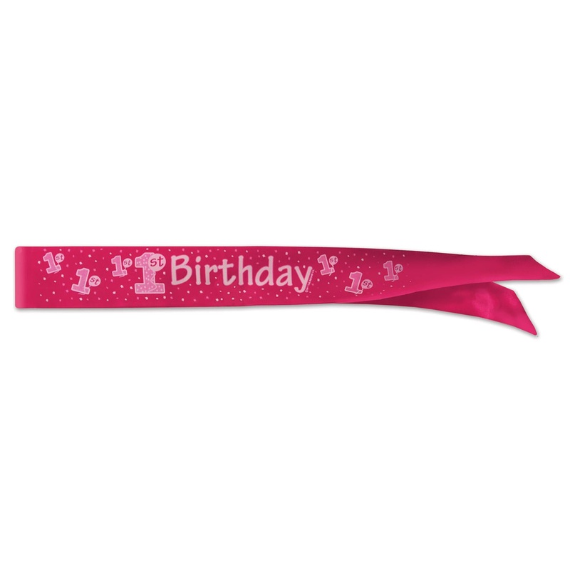Pretty in Pink: 1st Birthday Satin Sash (1/Pk)