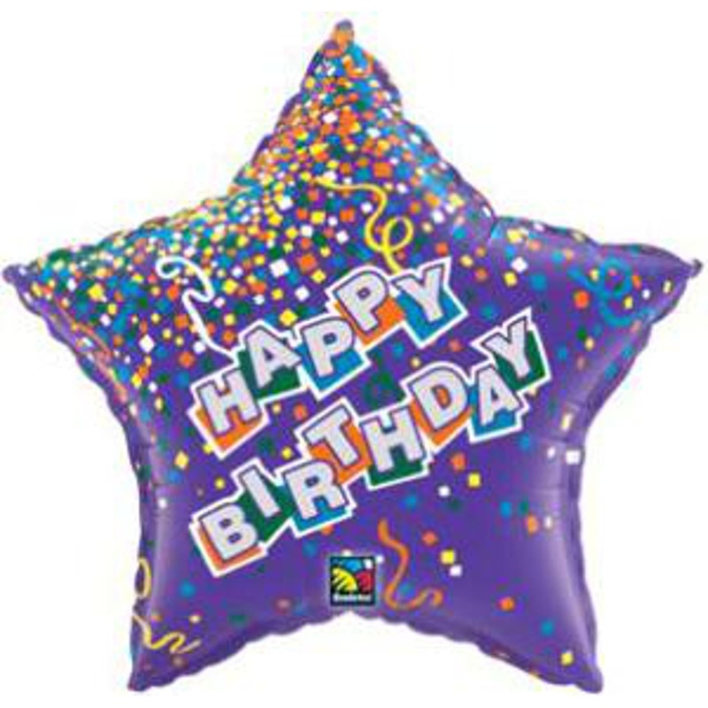 Radiant Celebration: 20" Birthday Star Purple Foil Balloon (5/Pk)