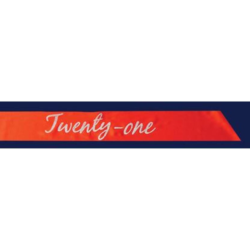 21st Birthday Sash - Red (1/Pk)