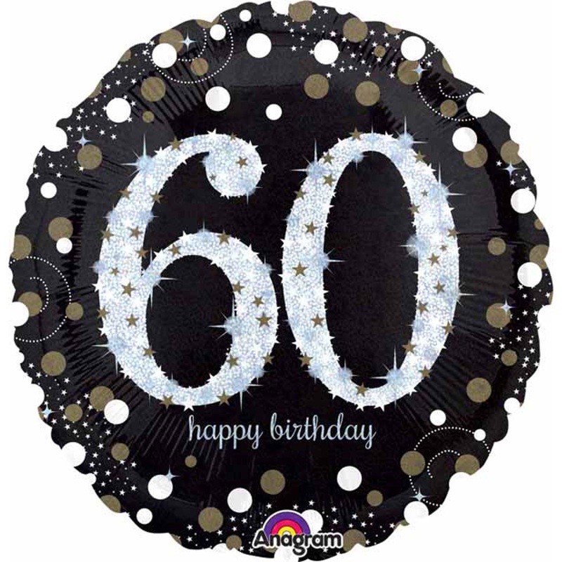 Dazzling Sixty 60th Sparkling Celebration Jumbo Foil Balloon (3/Pk)