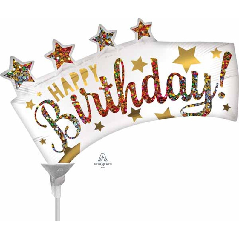 Radiant Celebration Bundle 14" Glitter Banner & Birthday Balloon (5/Pk)