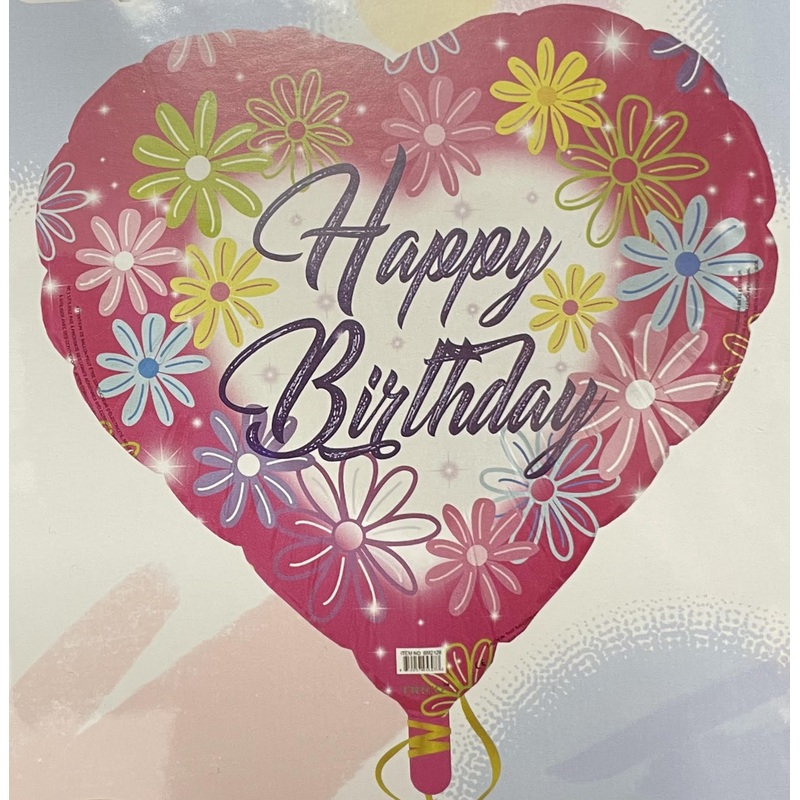 18 Happy Birthday Flower Heart Mylar Balloon (5/pk)