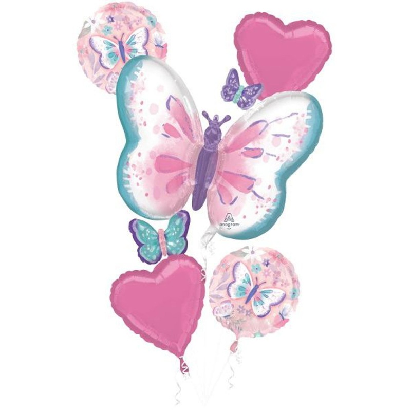 Fluttering Elegance: Anagram Flutters Butterfly HBD Balloon Bouquet (1/Pk)