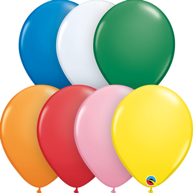 Qualatex 9" Assorted With White Latex Balloon (100/Pk)