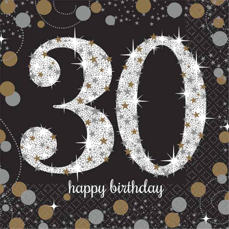 Sparkling Jubilee Beverage Napkins 30th Anniversary Edition (48/Pk)