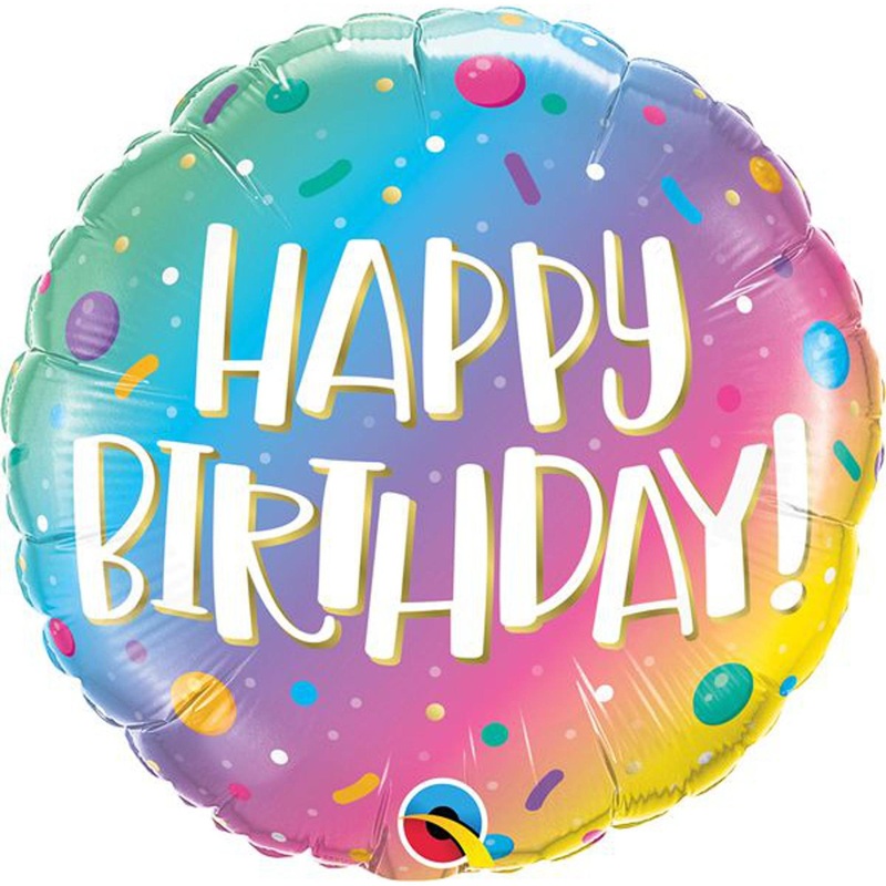 18 Inch Birthday Ombr Dots & Sprinkles Balloon  A Colorful Burst of Celebration (5/Pk)