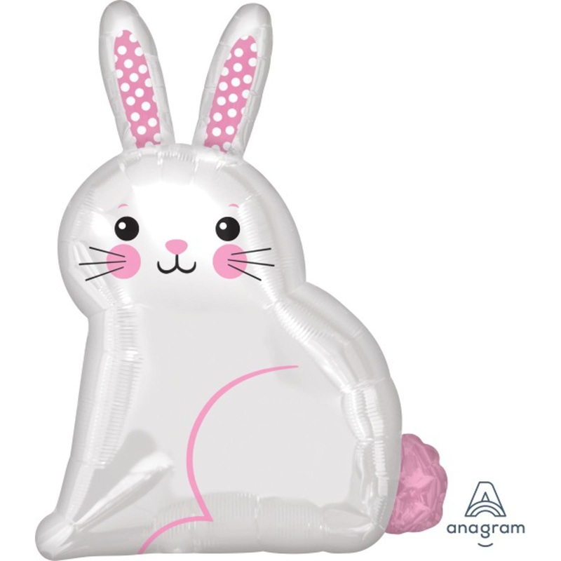 22" White Satin Easter Bunny Balloon (5/Pk)