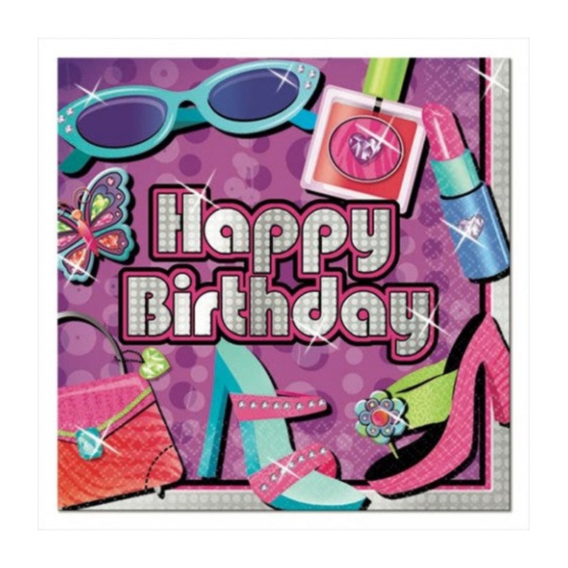 Glitzy Girl Party Beverage Napkins: Sparkling Essentials for a Glamorous Affair! (3/Pk)