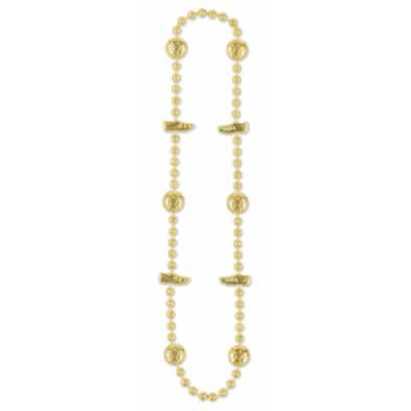 Gold Soccer Beads - 36" (1/Card)