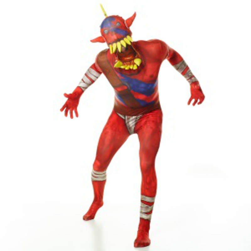 Red Orc Jaw Dropper Morphsuit L For Adults