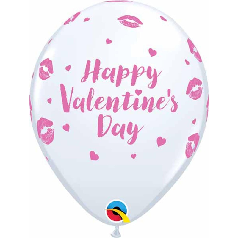 Valentine Kissey Lip 11" White and Pink Latex Balloons 50/Bag