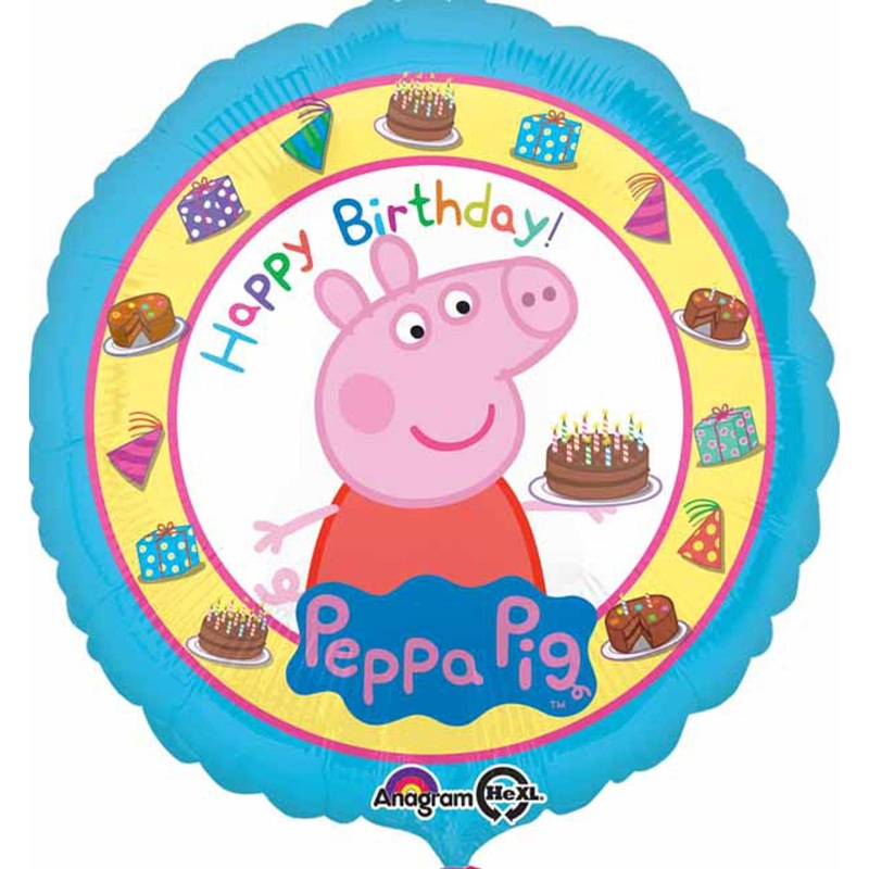 Whimsical Peppa Pig Celebration 18 Inch Happy Birthday Helium Balloon (5/Pk)