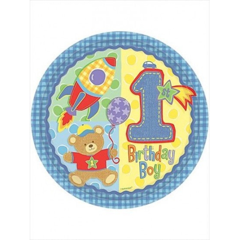 1st Birthday Teddy Bear Large Plates (24/Pk)