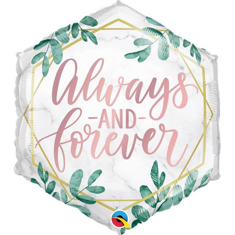 20" Hexagon Always & Forever Greenery Foil Balloon (5/Pk)