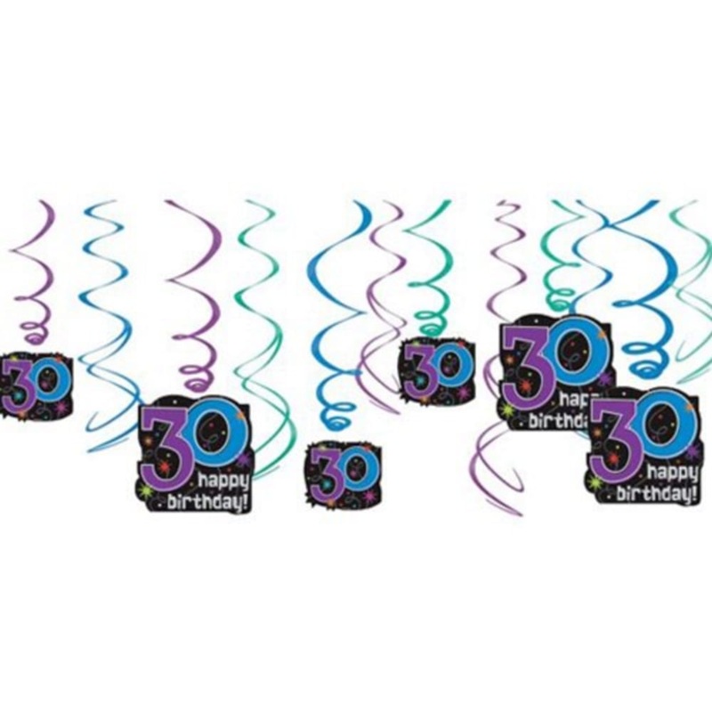 30th Birthday Swirl Decor Pack (36/Pk)