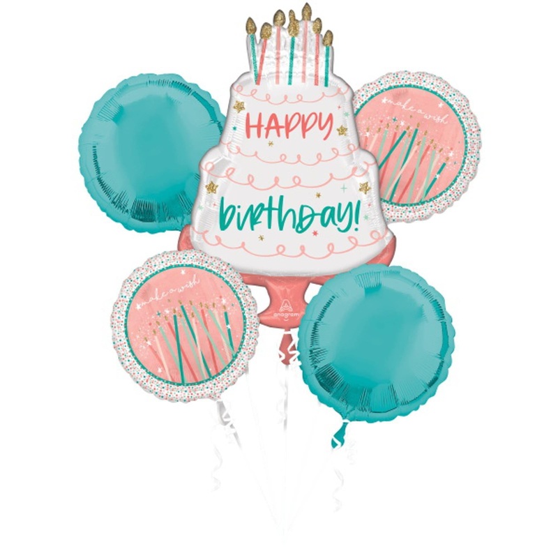 Happy Birthday Cake Balloon Bouquet (1/Pk)