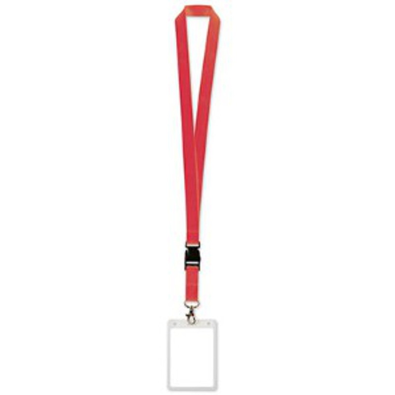 Red Lanyard Card Holder With Detachable Clip.