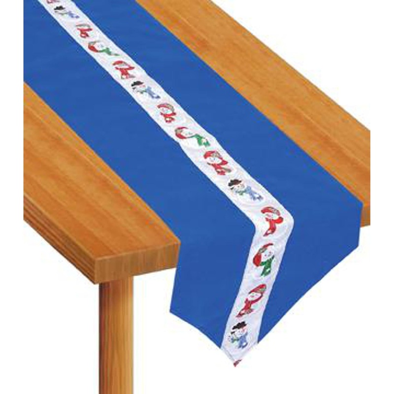Snowman Table Runner - 6 Foot Festive Fabric Decor