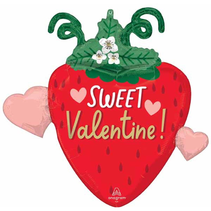 Valentine Strawberry Foil Balloon Set - 27" Shape P35 Pkg