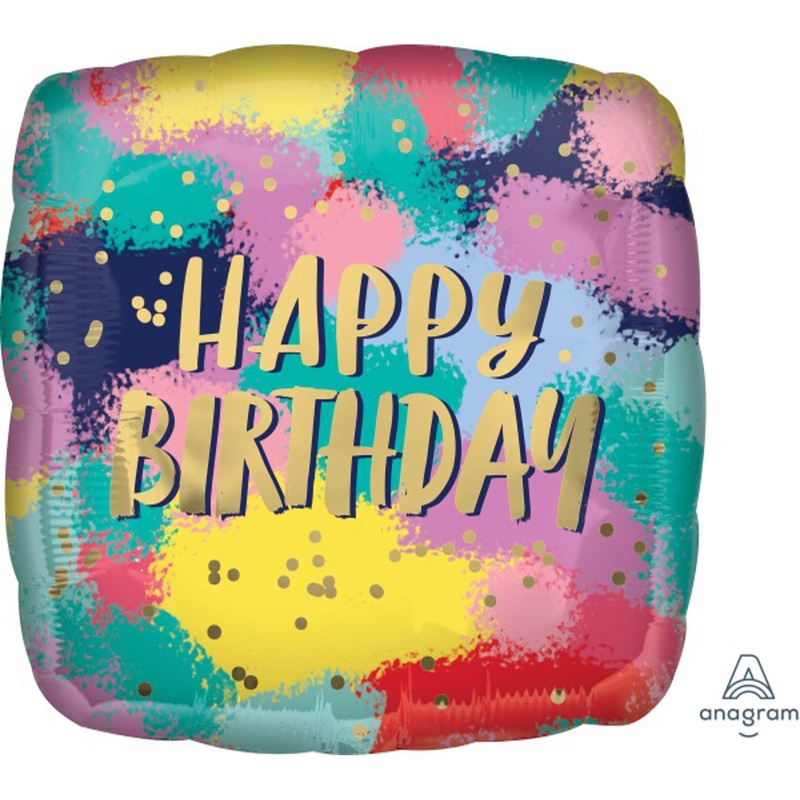 Vibrant Celebration Palette Happy Birthday Painted Colors 18" Balloon (5/Pk)