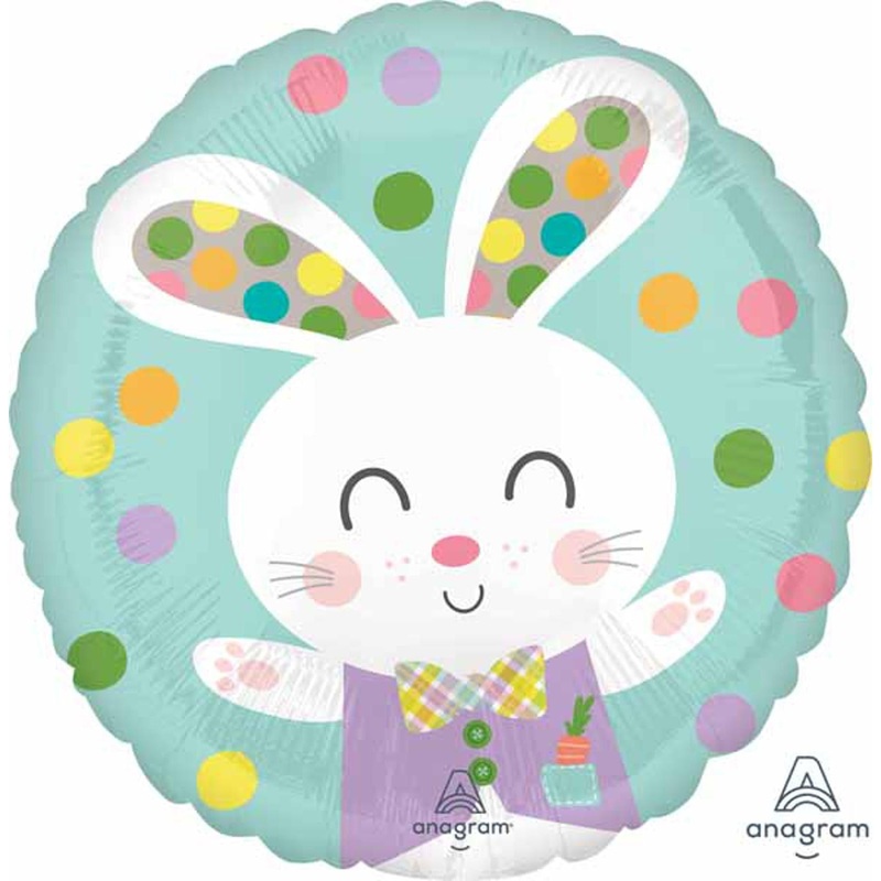18" Easter Spotted Bunny Foil Balloon (5/Pk)