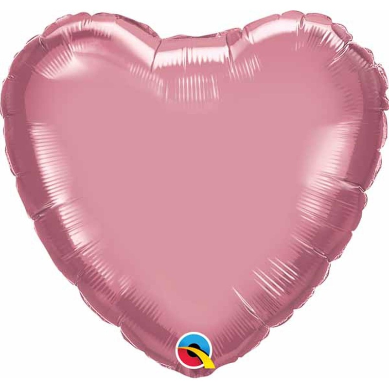 18-Inch Chrome Mauve Heart Mylar Balloon