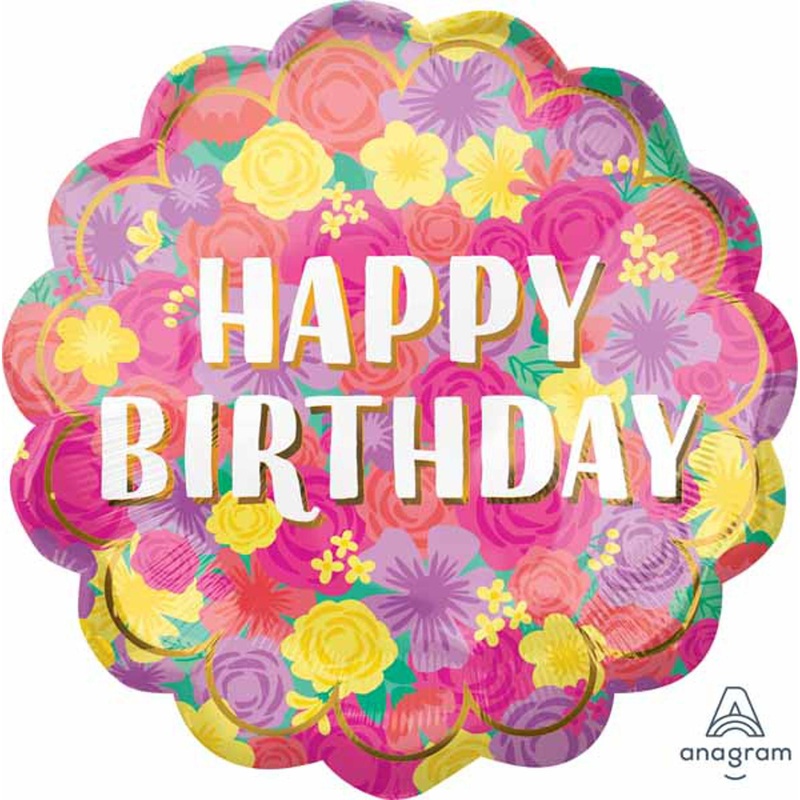 Blooms of Celebration 25" SuperShape Happy Birthday Floral Fun Balloon (3/Pk)