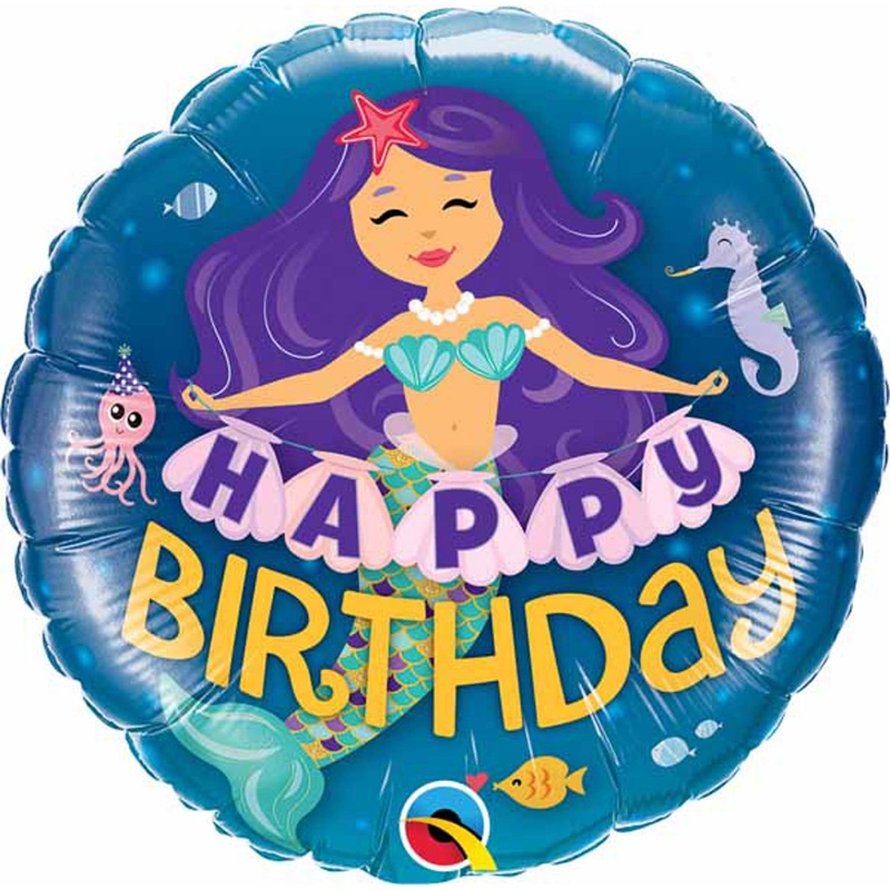 Dive into Celebration with Birthday Mermaid Foil Balloons - Qualatex 18 Inch Round (5/Pk)