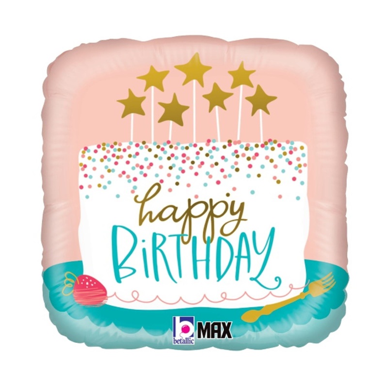 Happy Birthday Confetti Cake 18 Square Foil Balloon Slice into Celebration (5/Pk)