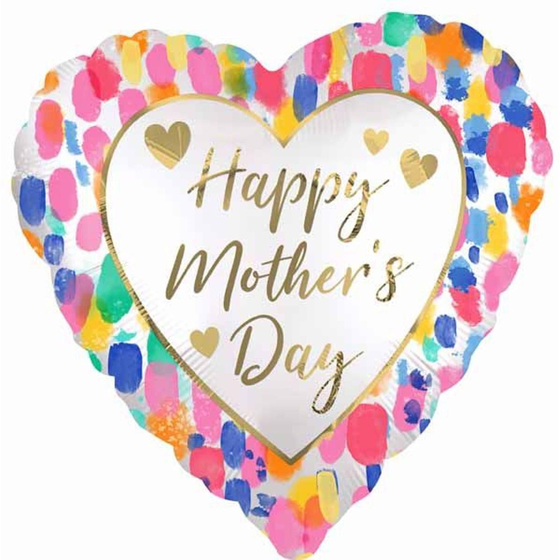 Happy Mother's Day Colourful Satin Heart 18" Foil Balloon (5/Pk)