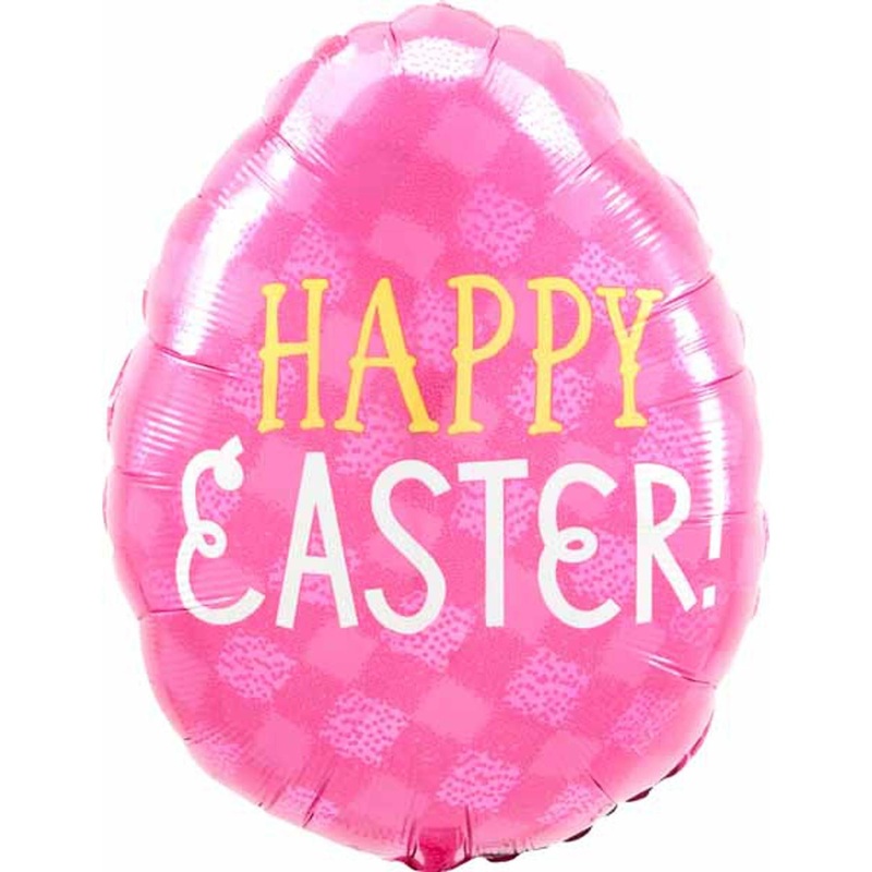 Pink 16" Happy Easter Bunny Egg Foil Balloon (5/Pk)