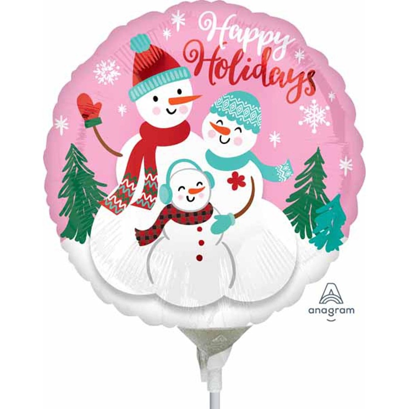9" Happy Holidays Snow Family Foil Balloon  Festive Decoration