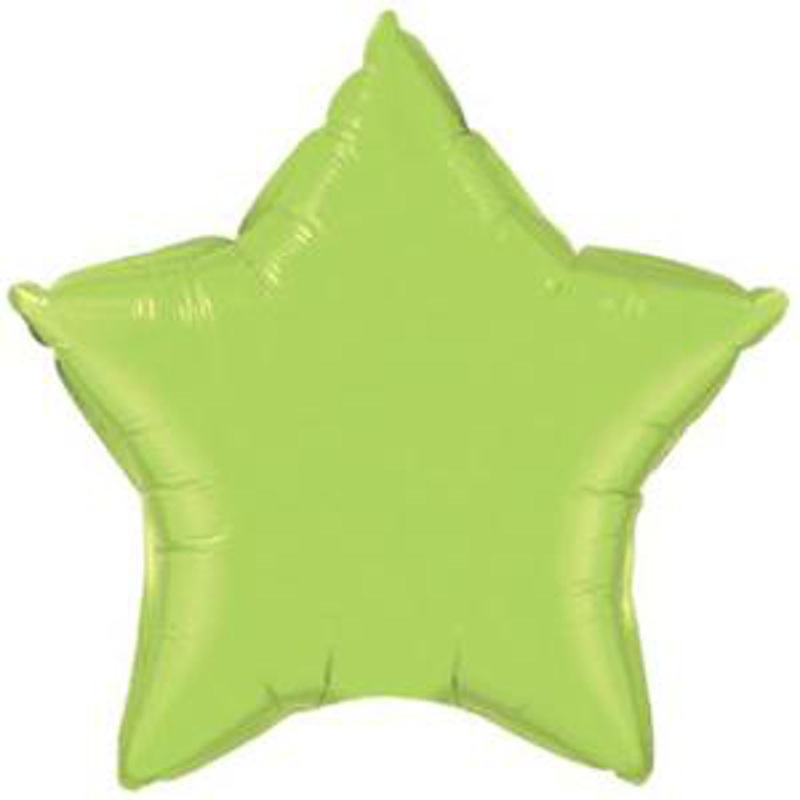 9" Lime Green Star Mylar Balloon.