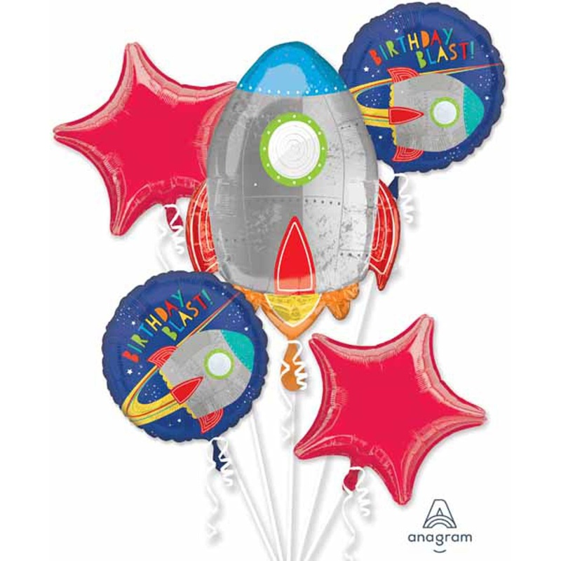 Bouquet Blast Off: Vibrant Birthday Foil Balloon Ensemble (1/Pk)