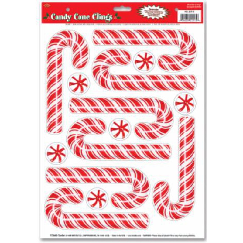 Candy Cane Stickers - 8 On A Sheet (3/Pk)